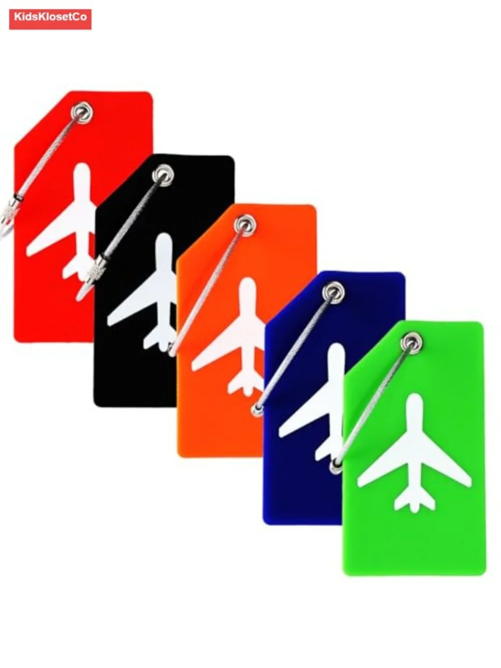 Silicone Luggage Tags 5 Pack Suitcase Name Tags with Cards Stainless Steel Loop